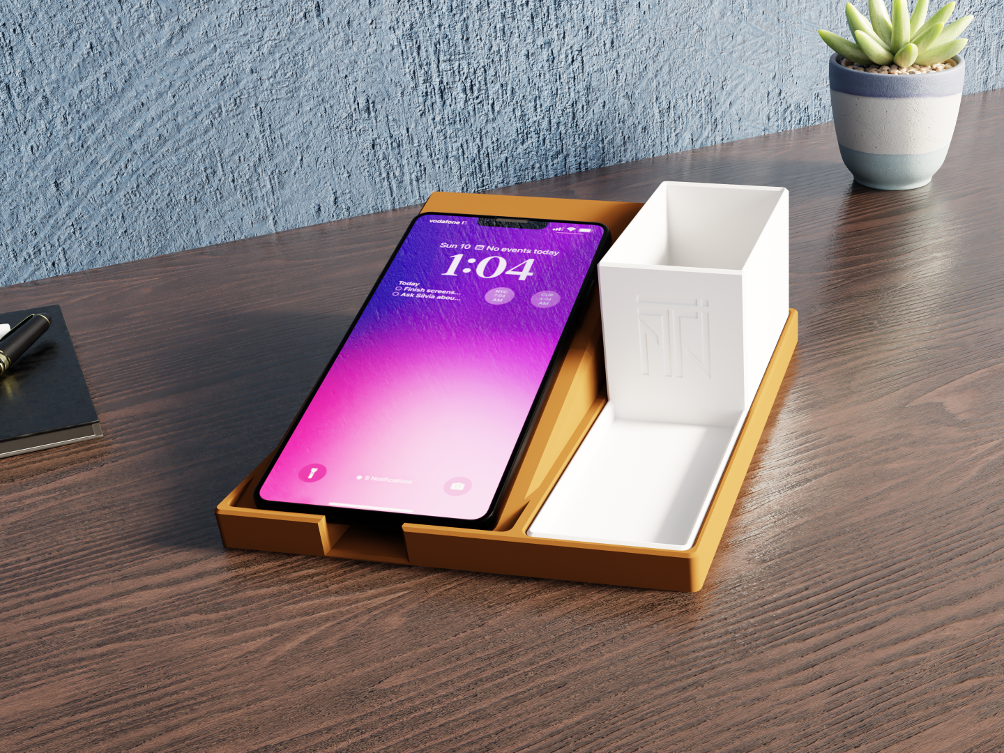 Phone holder and pen holder