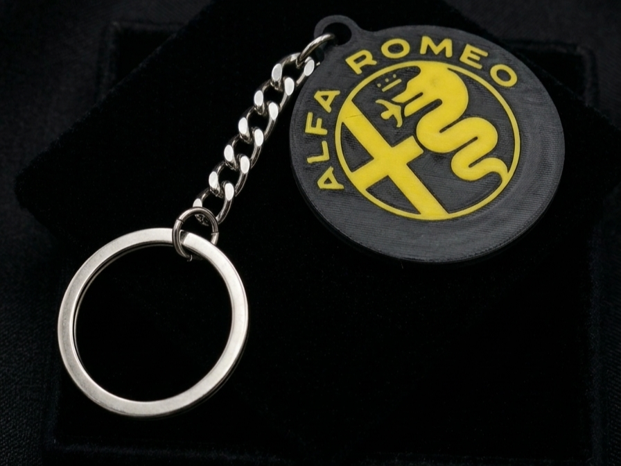Portachiavi logo Alfa Romeo bicolore
