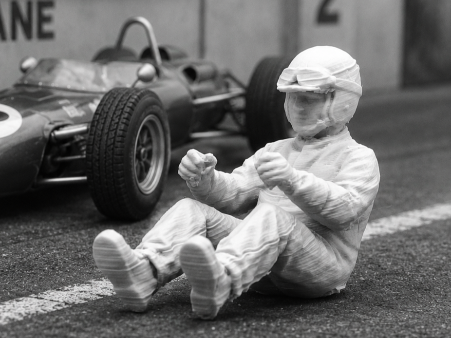 Figurine 1/43 pilote F1 années 60 (casque visière)