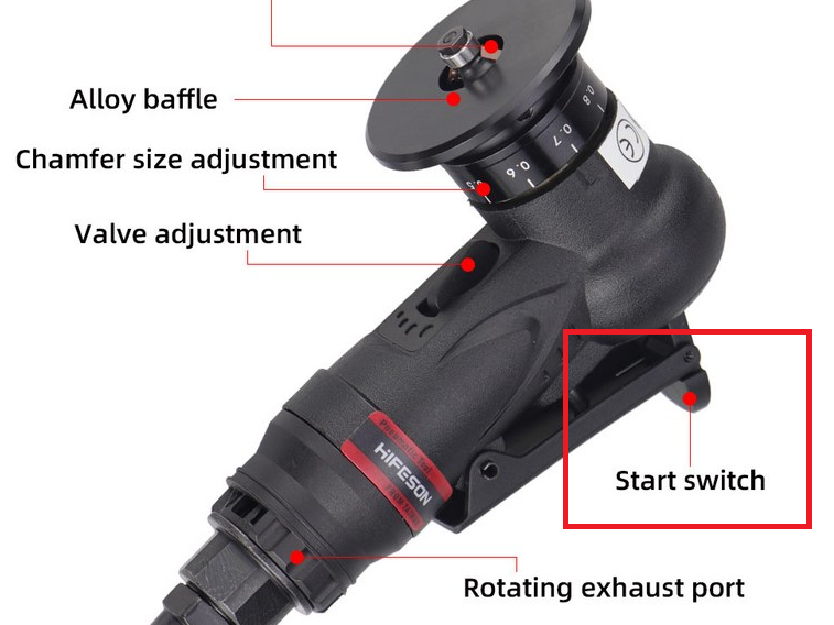 Pneumatic chamfer gun chamfer tool start switch