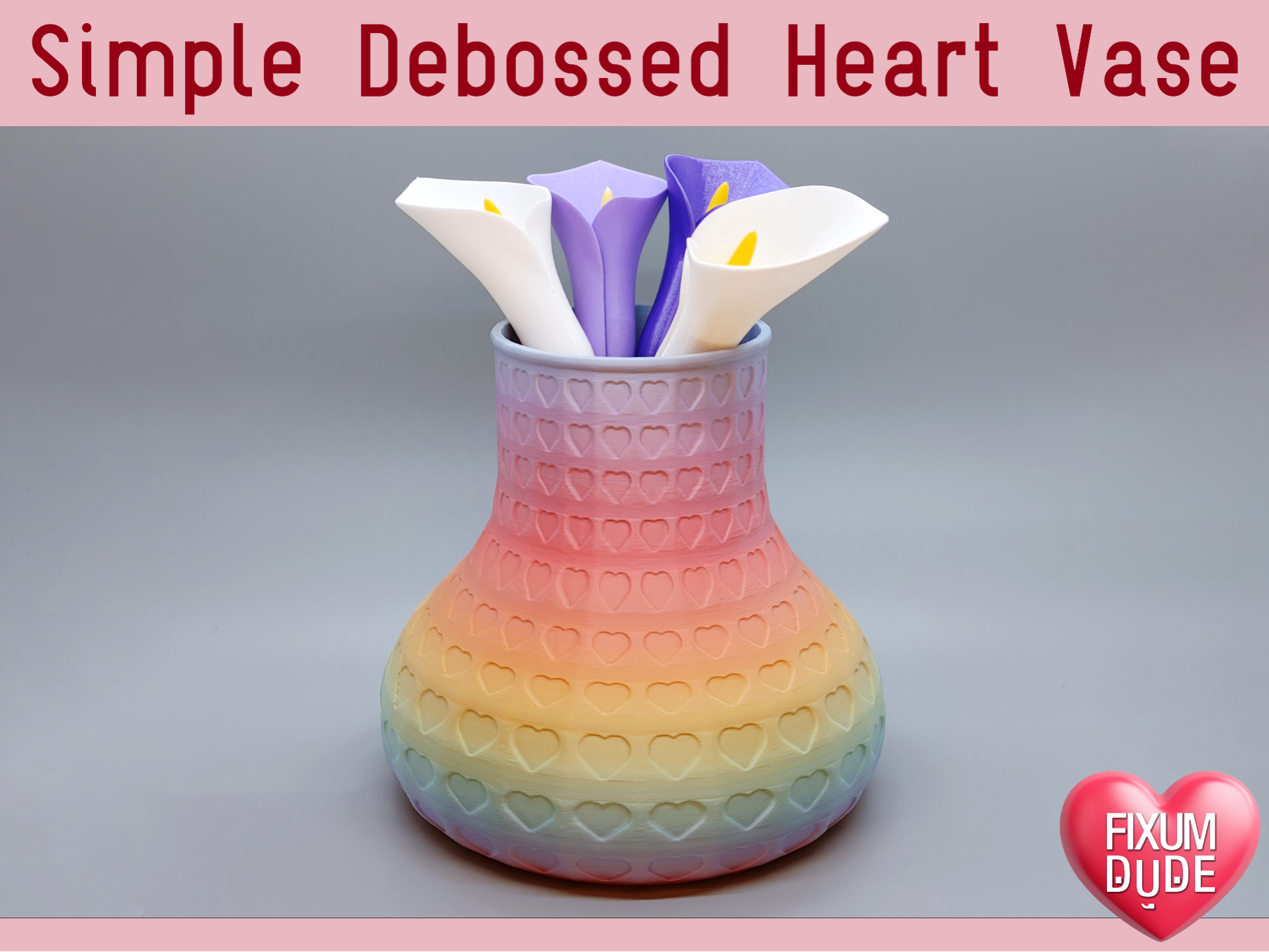 Simple Debossed Heart Vase