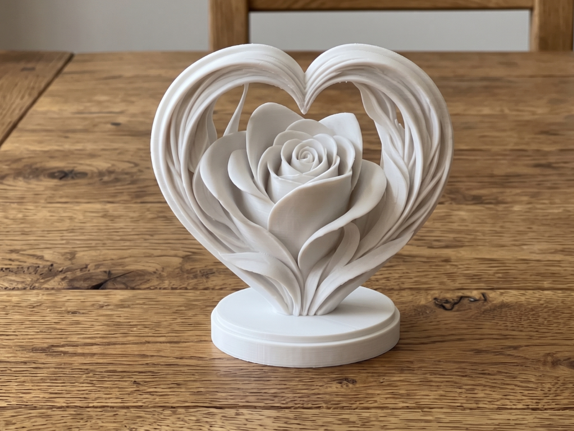 Elegant floral heart sculpture in white