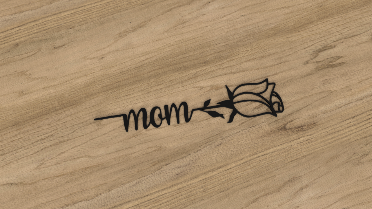 2D Flower with text"MOM"