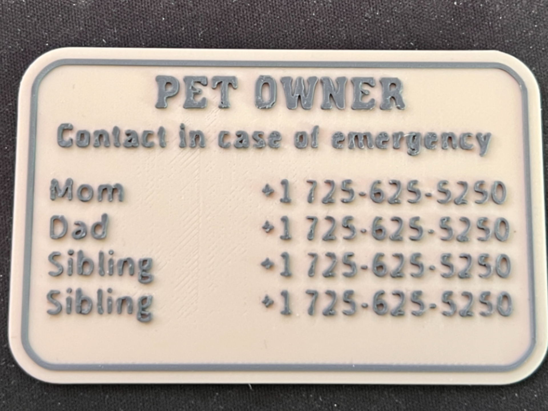 Pet Owner - Contact in case of emergency