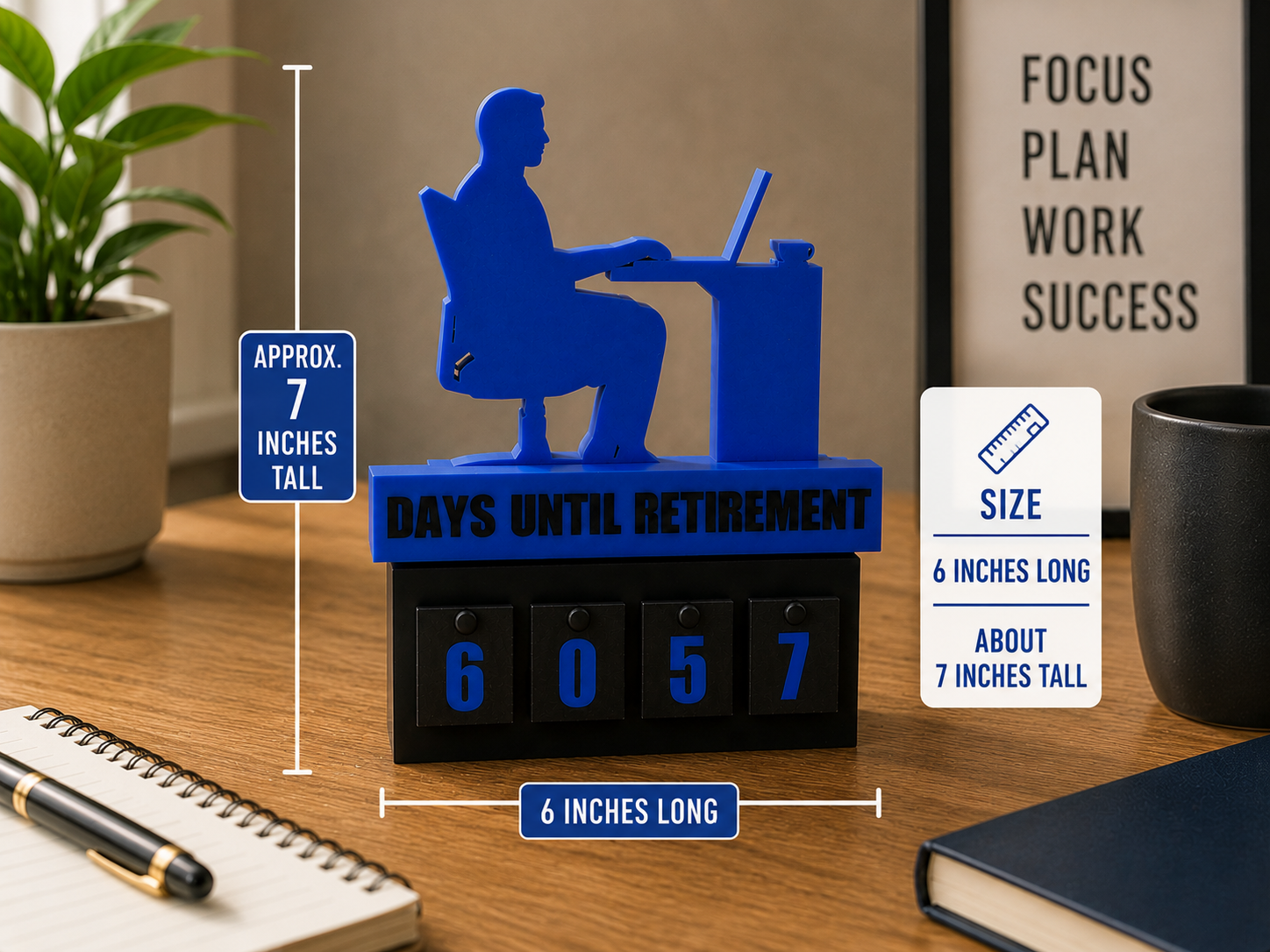 4-Digit Days Until Retirement Desk Counter
