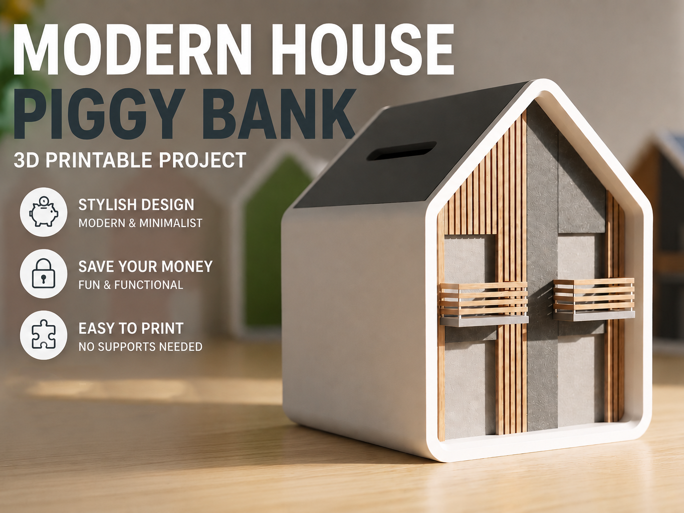 Modern Architectural Piggy Bank (Supportless)