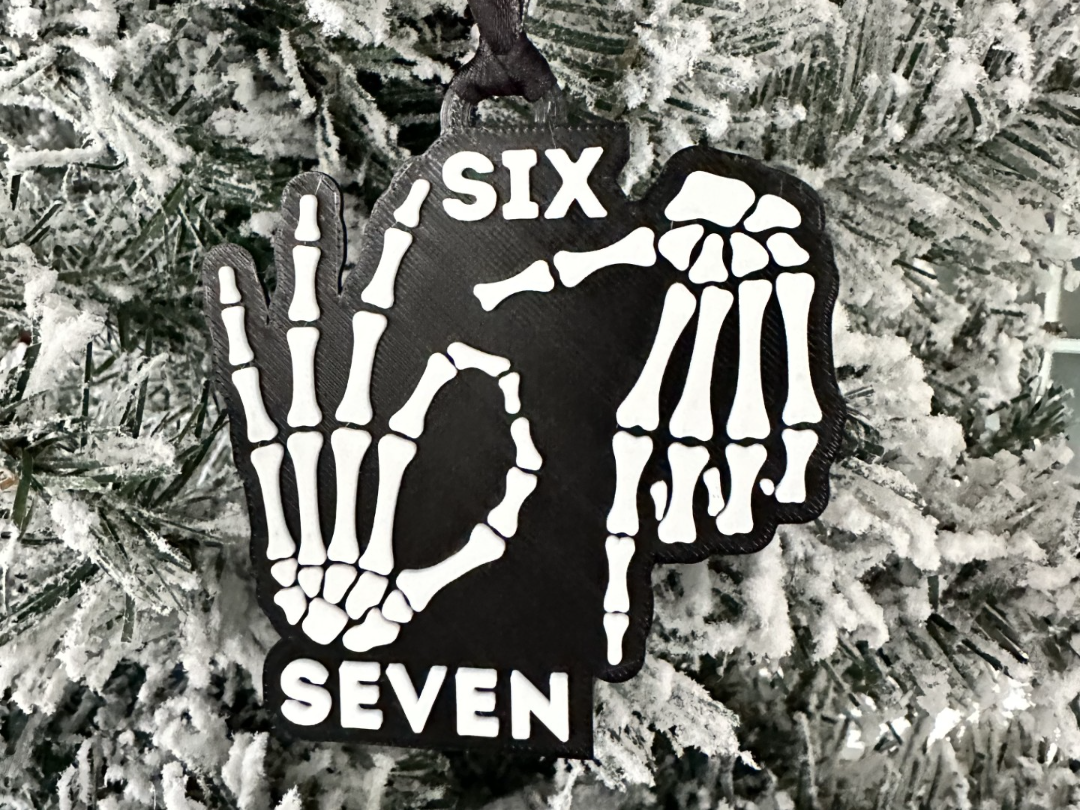 6 7 ornament / keychain six seven skeleton hands
