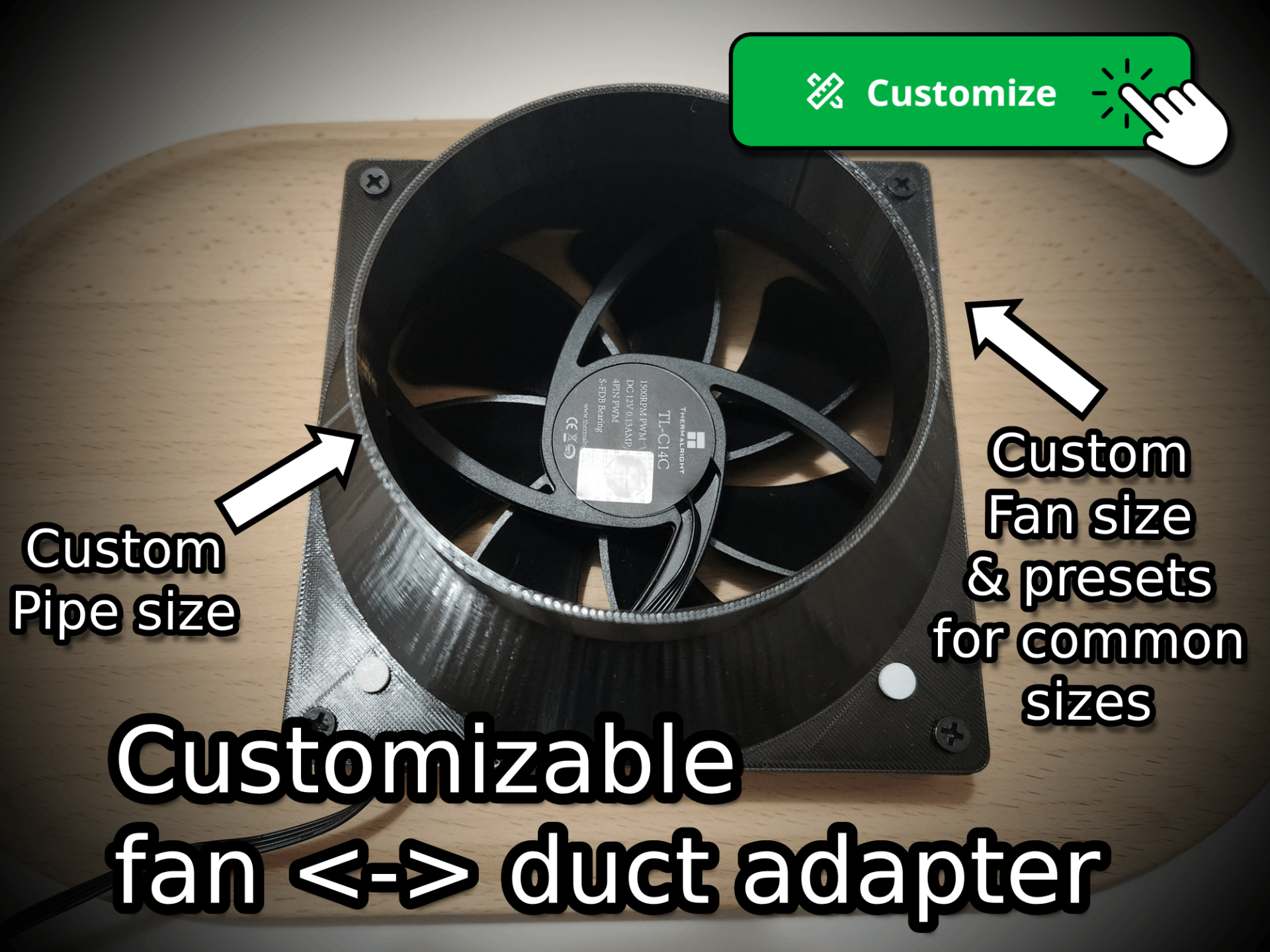 Customizable Fan to Duct adapter