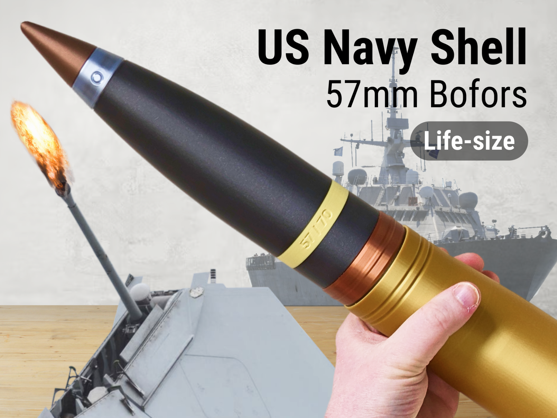 Life-size 57mm Naval Gun Shell