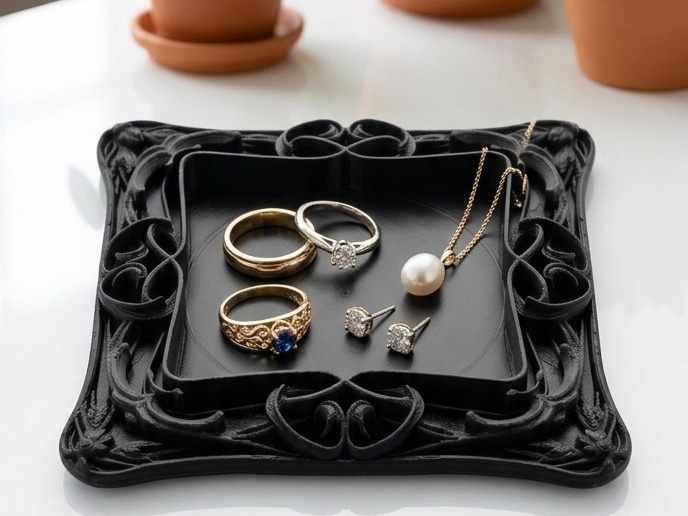 Ornate Jewellery tray, Catch-All Art nouveau style