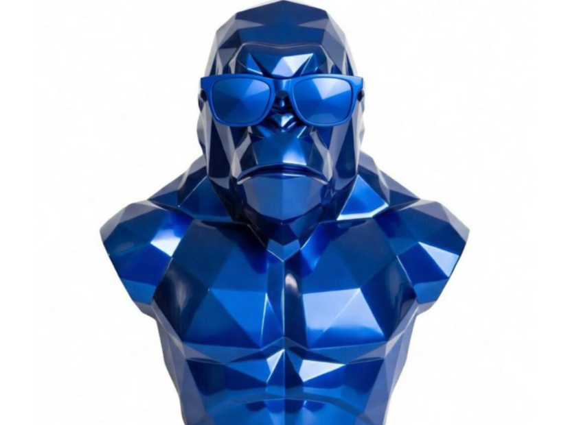 Geometric Gorilla with Sunglasses Bust Wall Mount