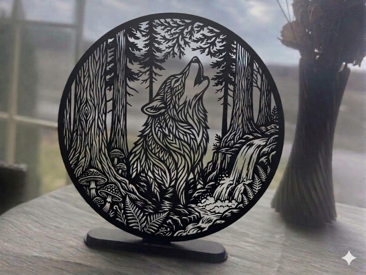 wolf howling decor
