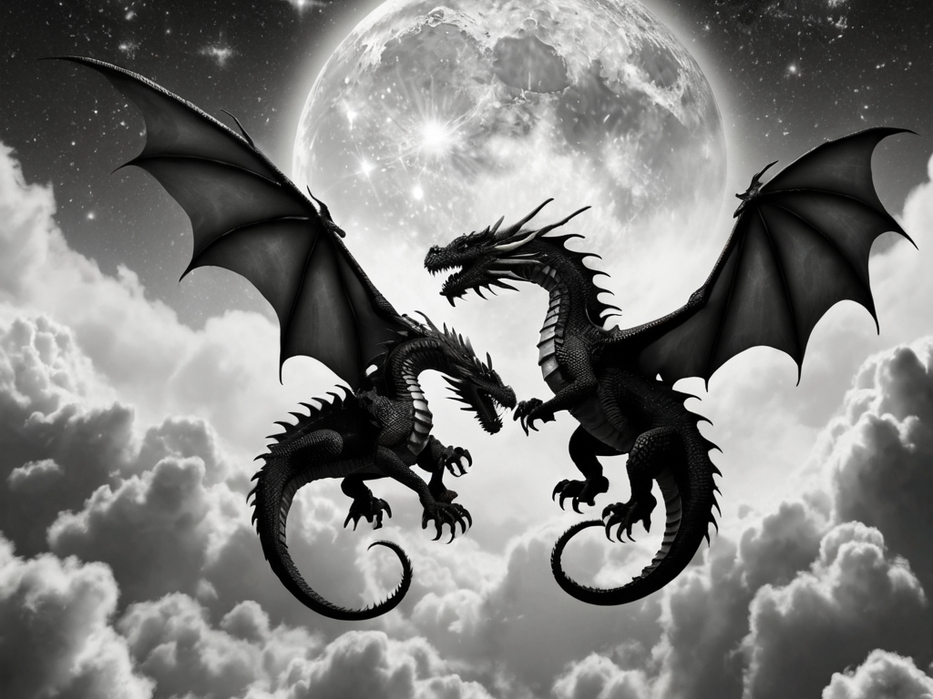 HueForge Dragon Fight in Moonlight