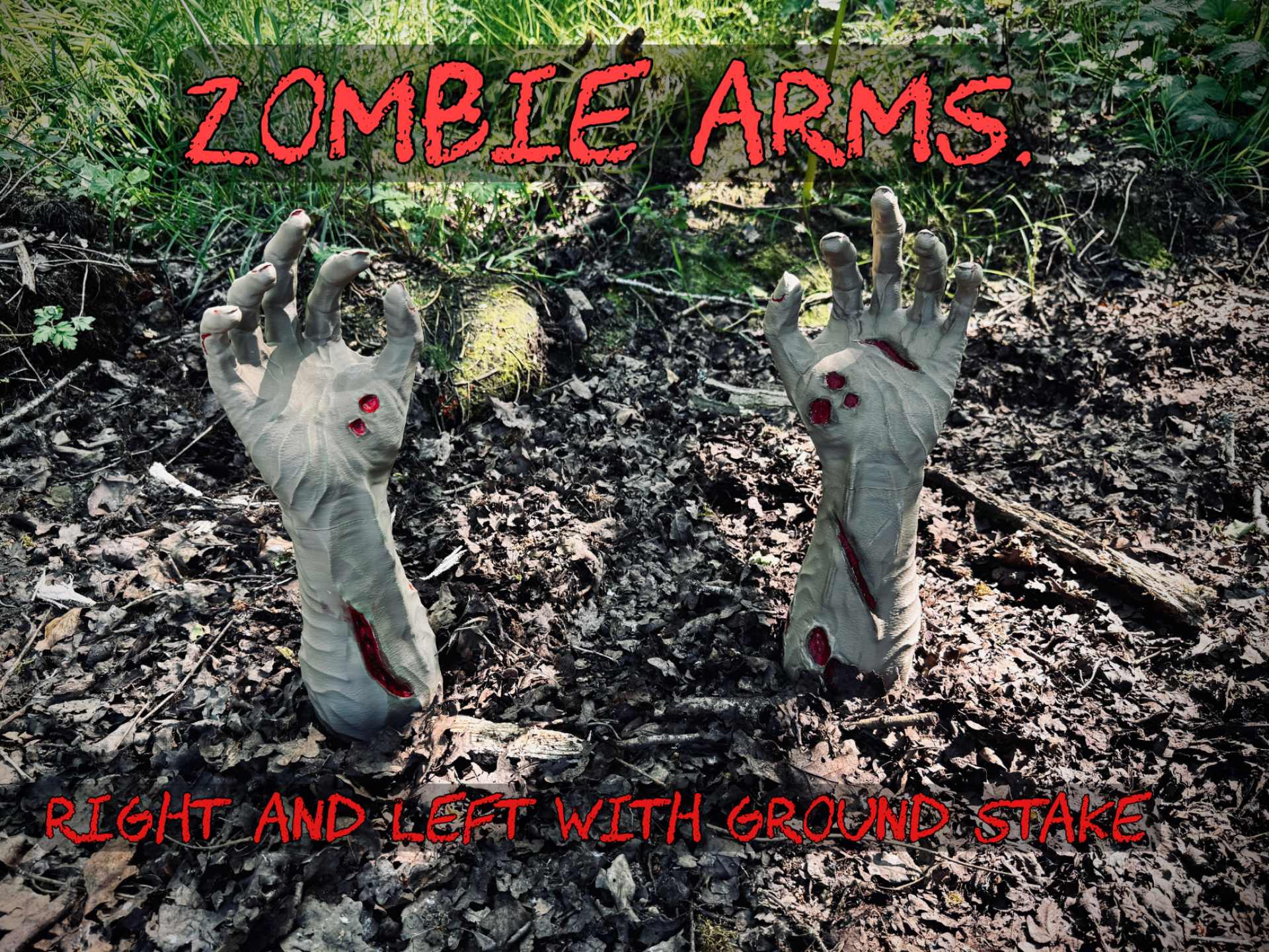 zombie arms, life size with ground stake
