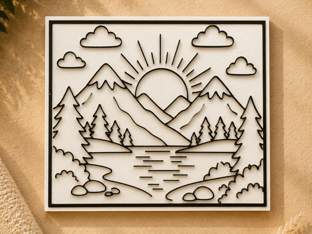Mountain Sunset Coloring Page