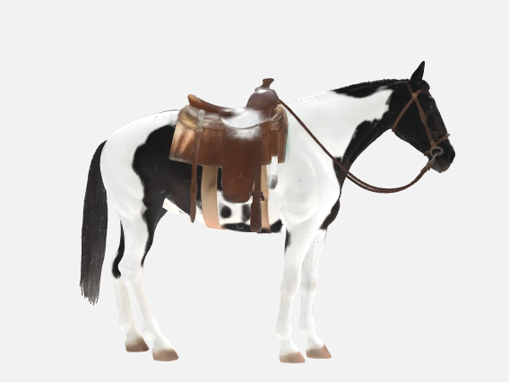 Western Paint Horse With Saddle