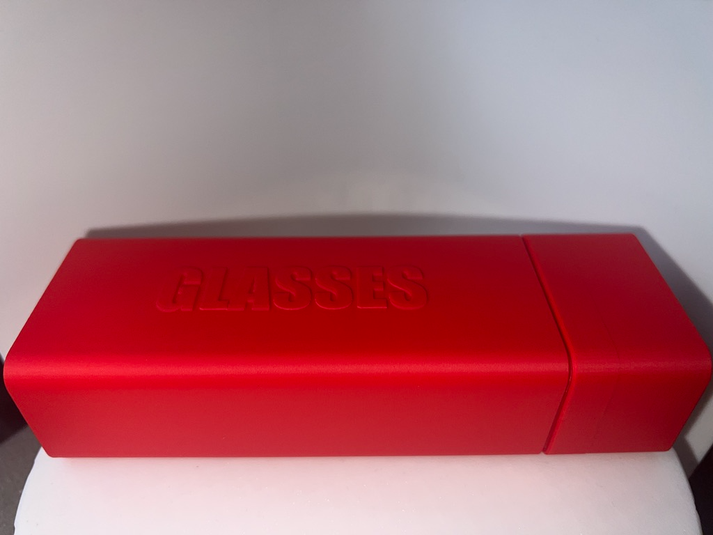 Glasses case with Glasses text