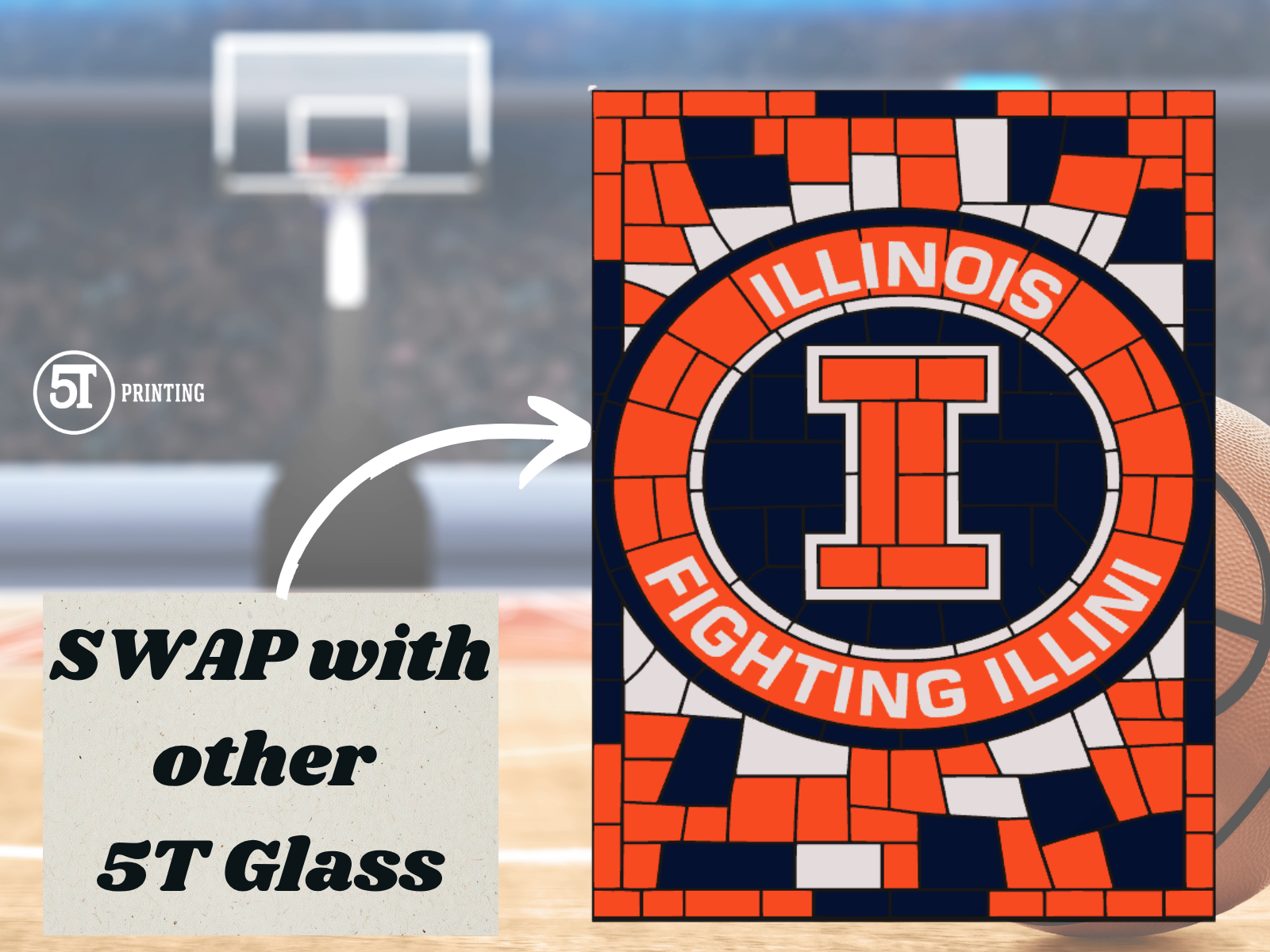 Illinois Fighting Illini light (swappable glass)