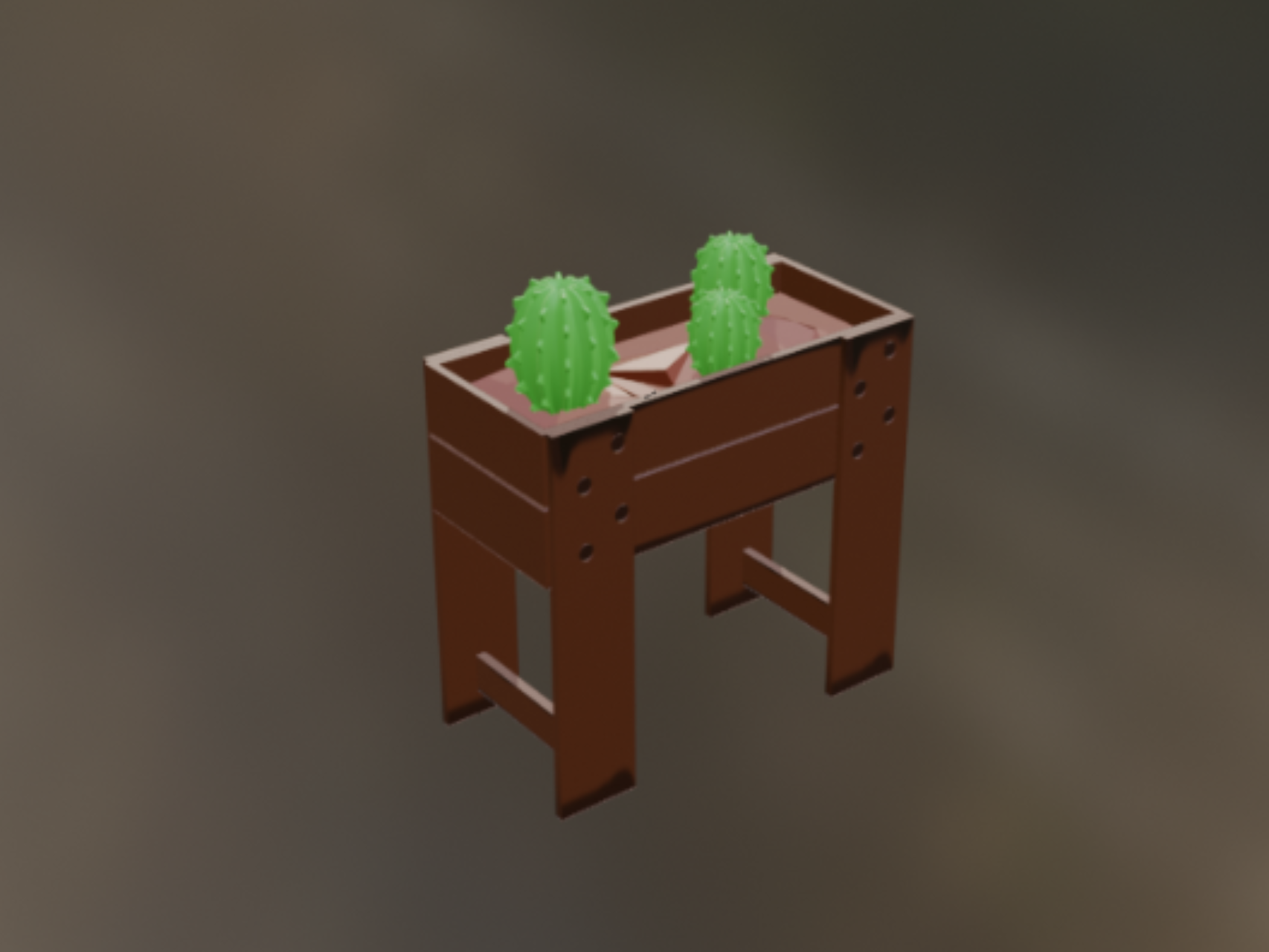 Colorful planter with colorful cacti