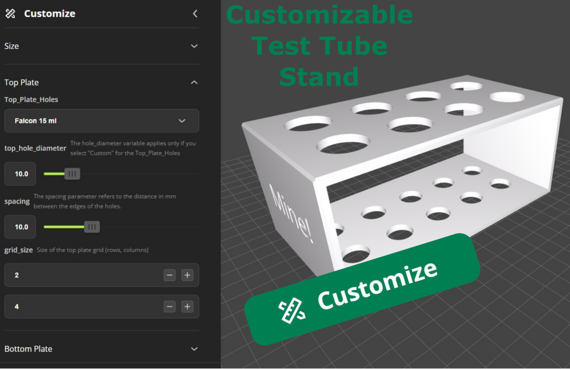 Test Tube Stand - Fully Customizable