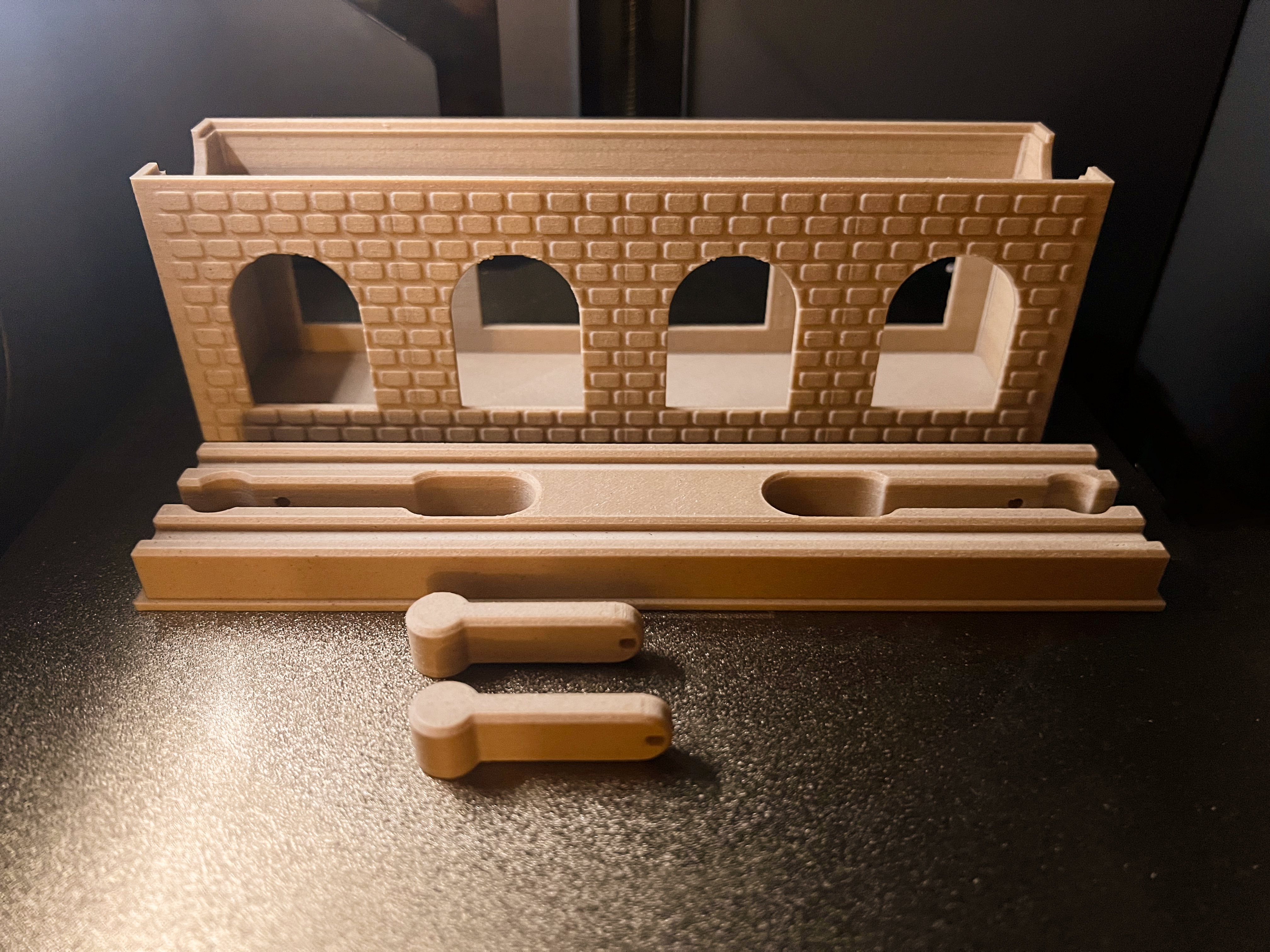4-in-1 wooden train storage, socket, bridge, track