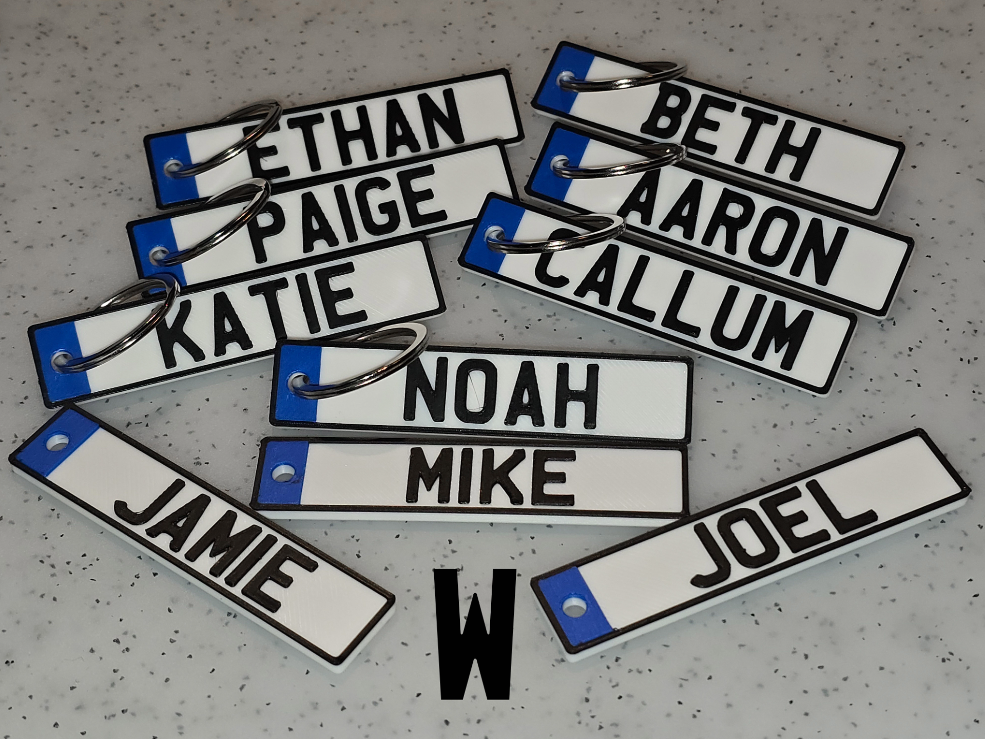 Name key fob (names beginning with W)