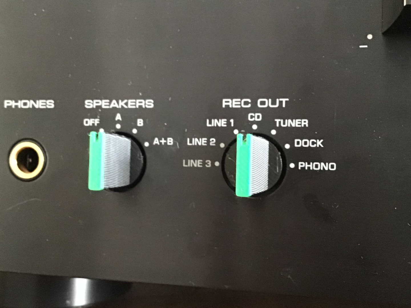YAMAHA A-S500 Stereo Speaker/REC Out Knobs