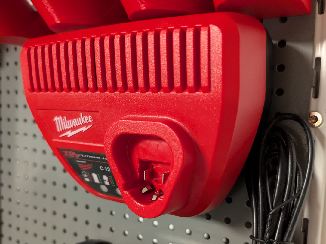 Milwaukee M12 Charger Pegboard Mount 15mm grid