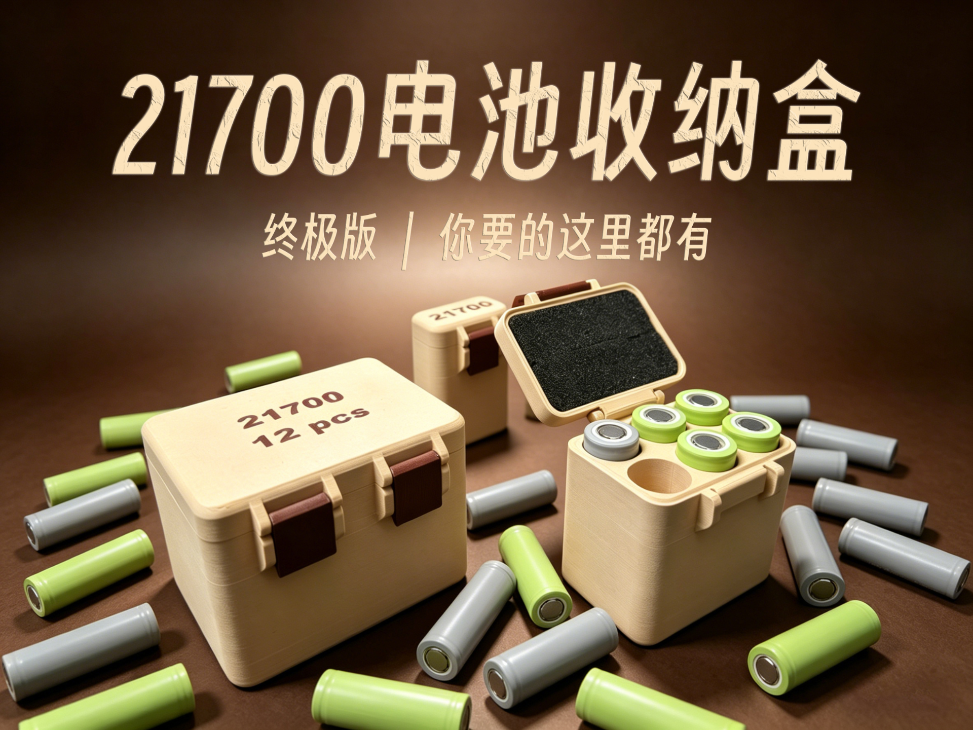 21700电池收纳盒｜兼容18650/尖头/保护板/混放/全打印