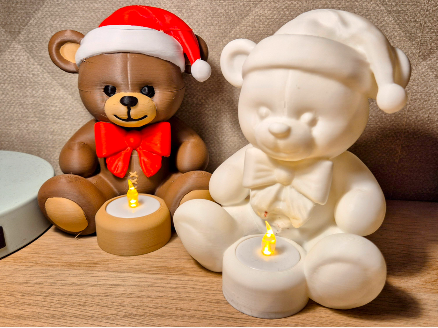 Cute Xmas Teddy Bear with tea light holder
