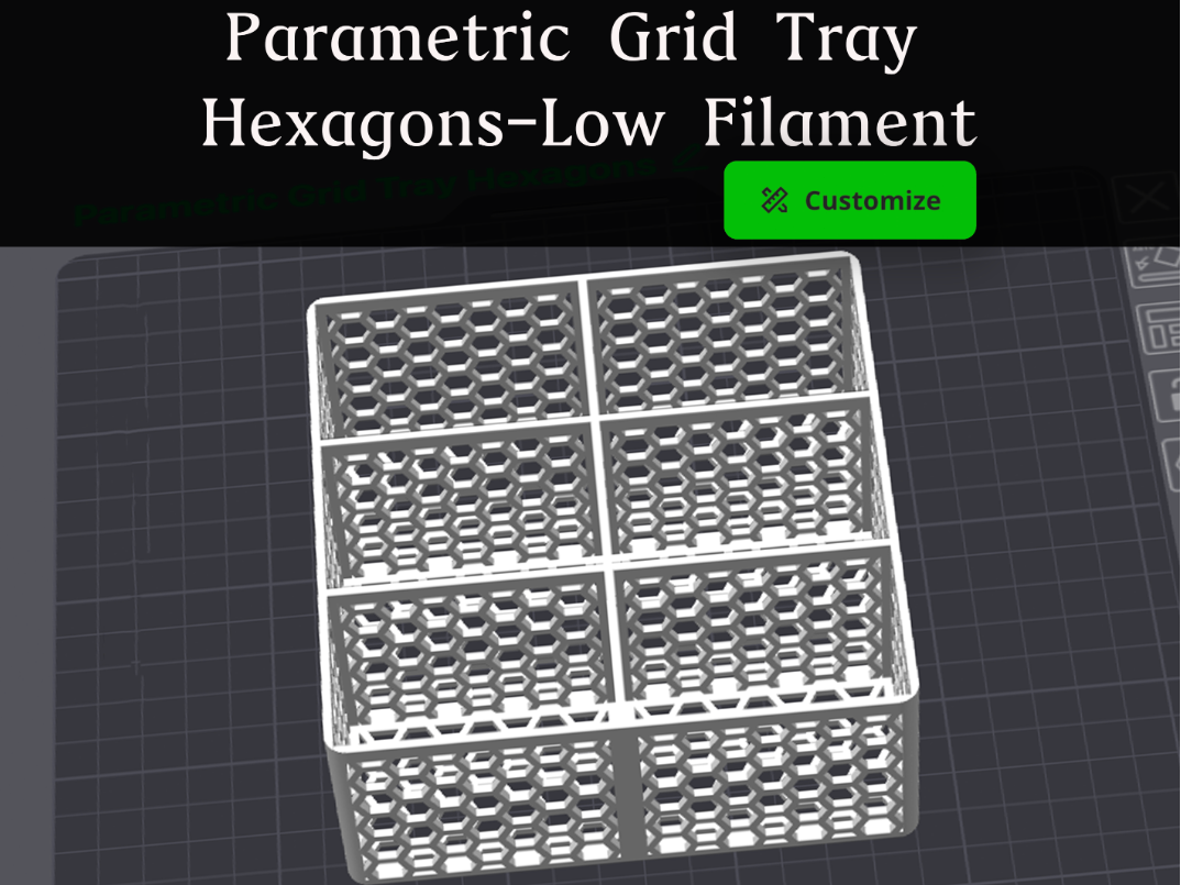 Parametric Grid Tray Hexagons - Low Filament