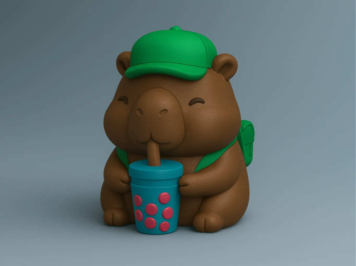 Capybara with Bubble Tea Figurine