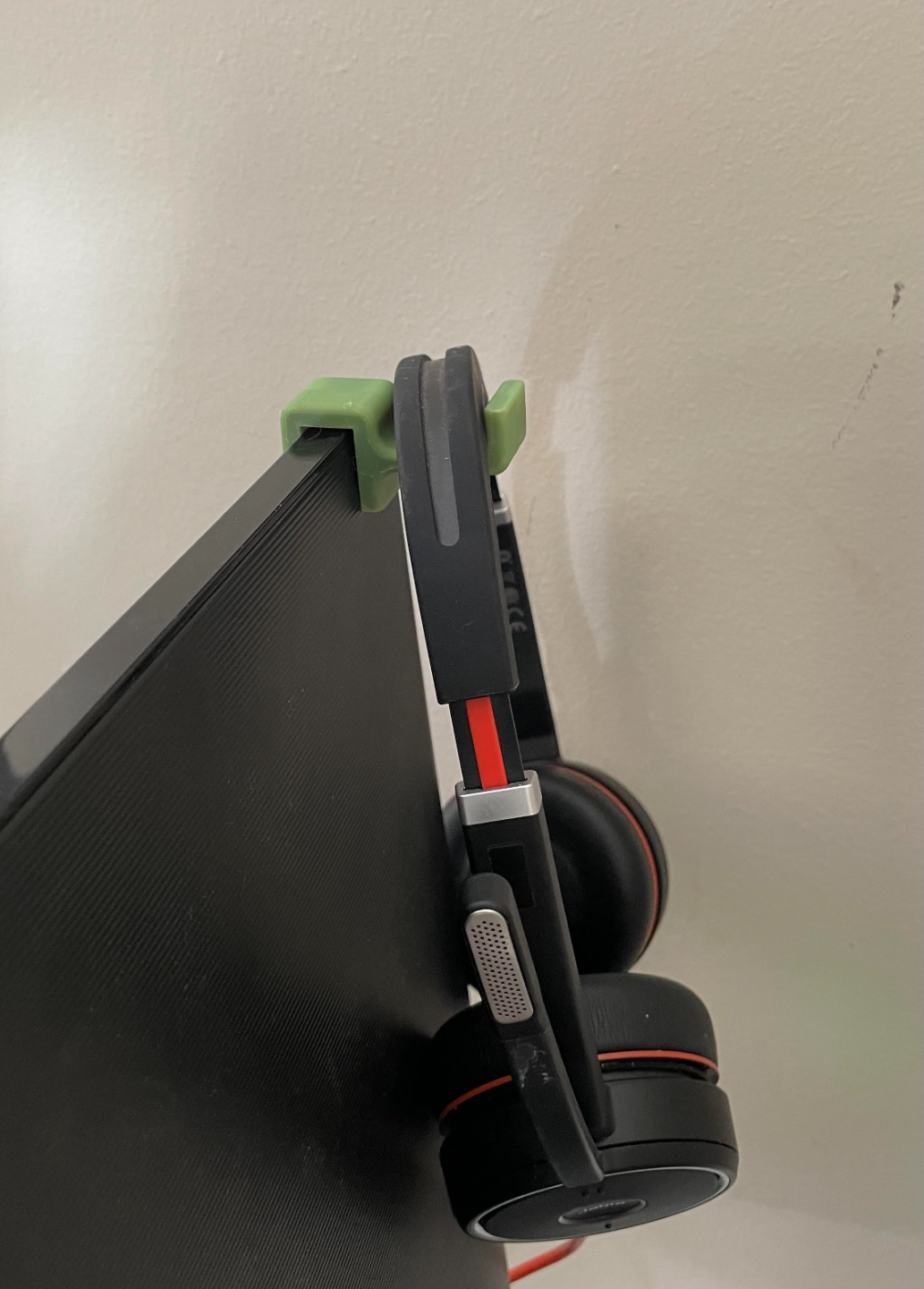 Simple behind the monitor headphone hook