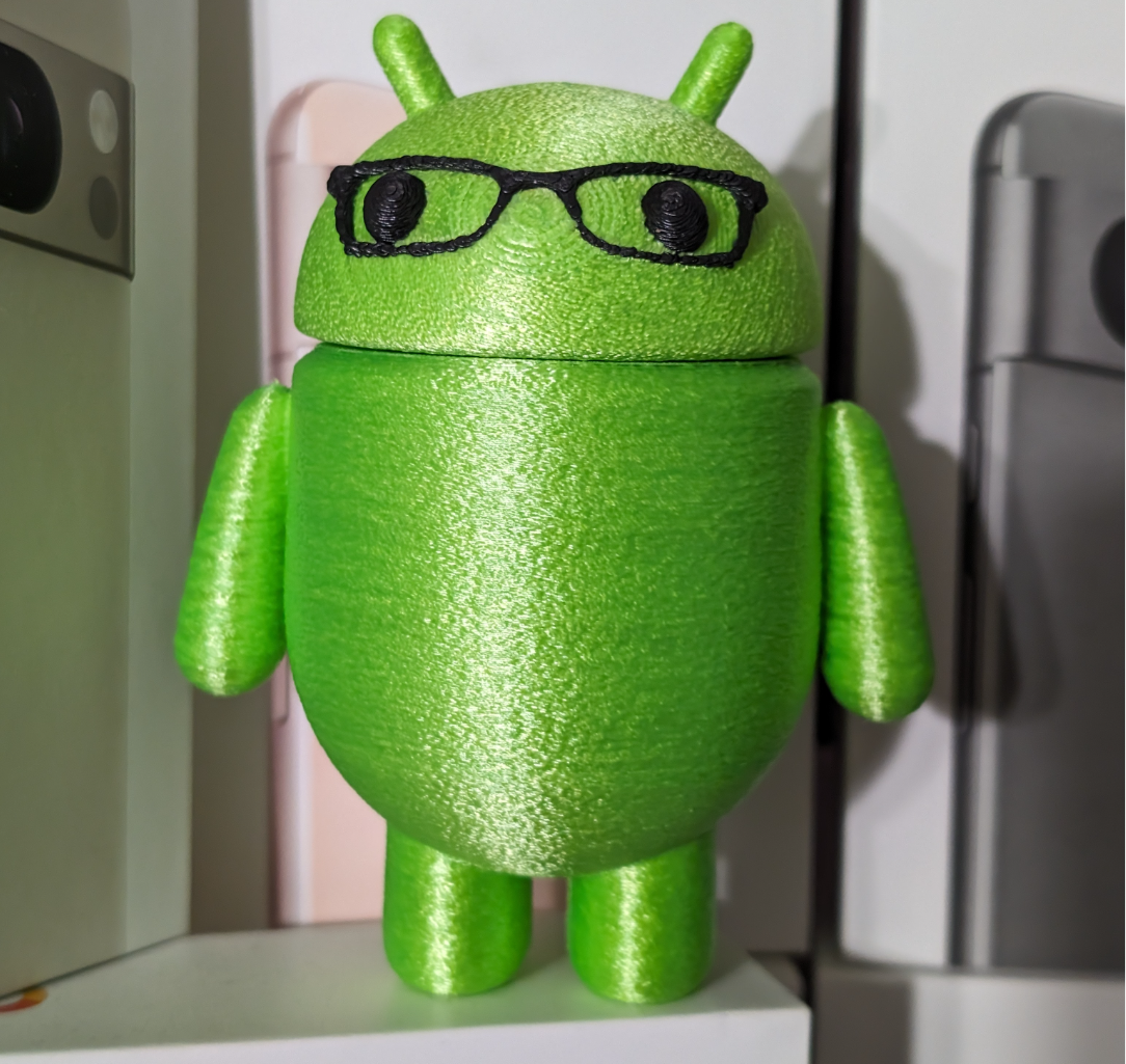 Android Bot with Glasses and Fuzzy Skin