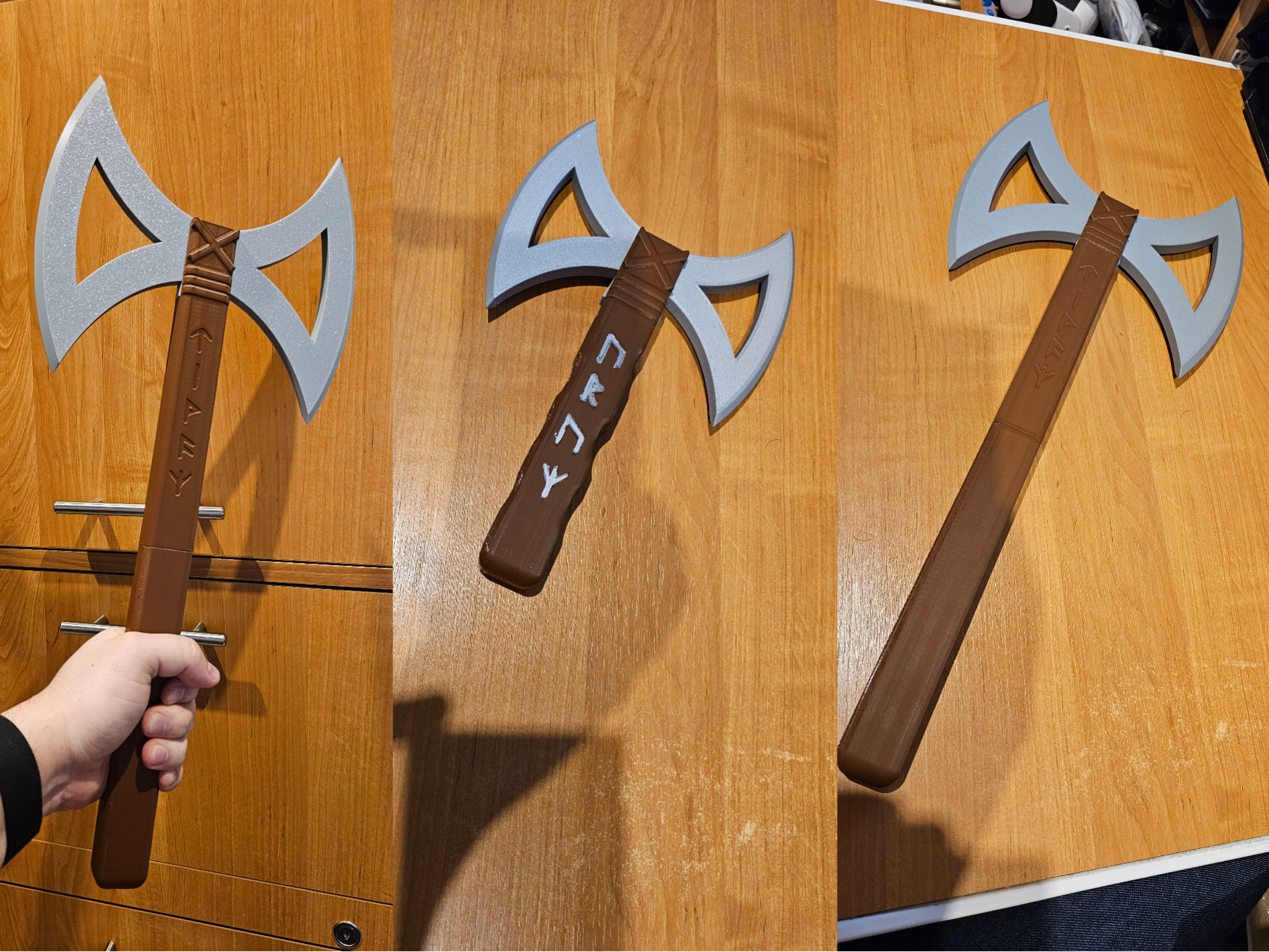 Battle Double Axe with slavic runes
