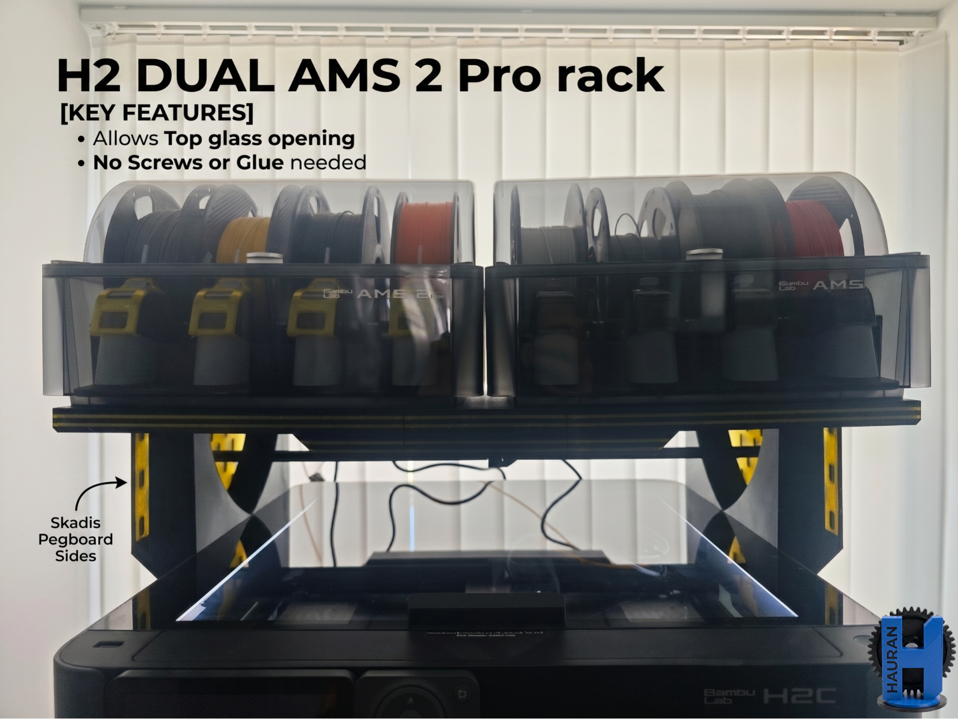 AMS 2 Pro Shelf H2S/H2C/H2D NO supports + skadis