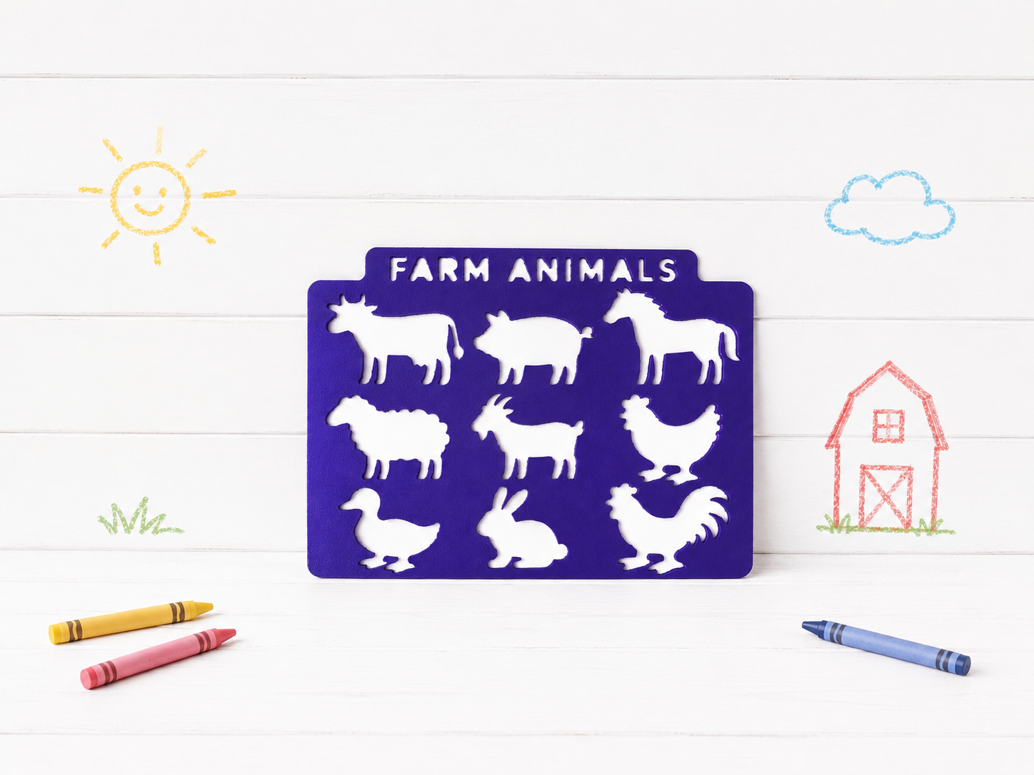 Kids Farm Animal Stencil for Drawing & Tracing
