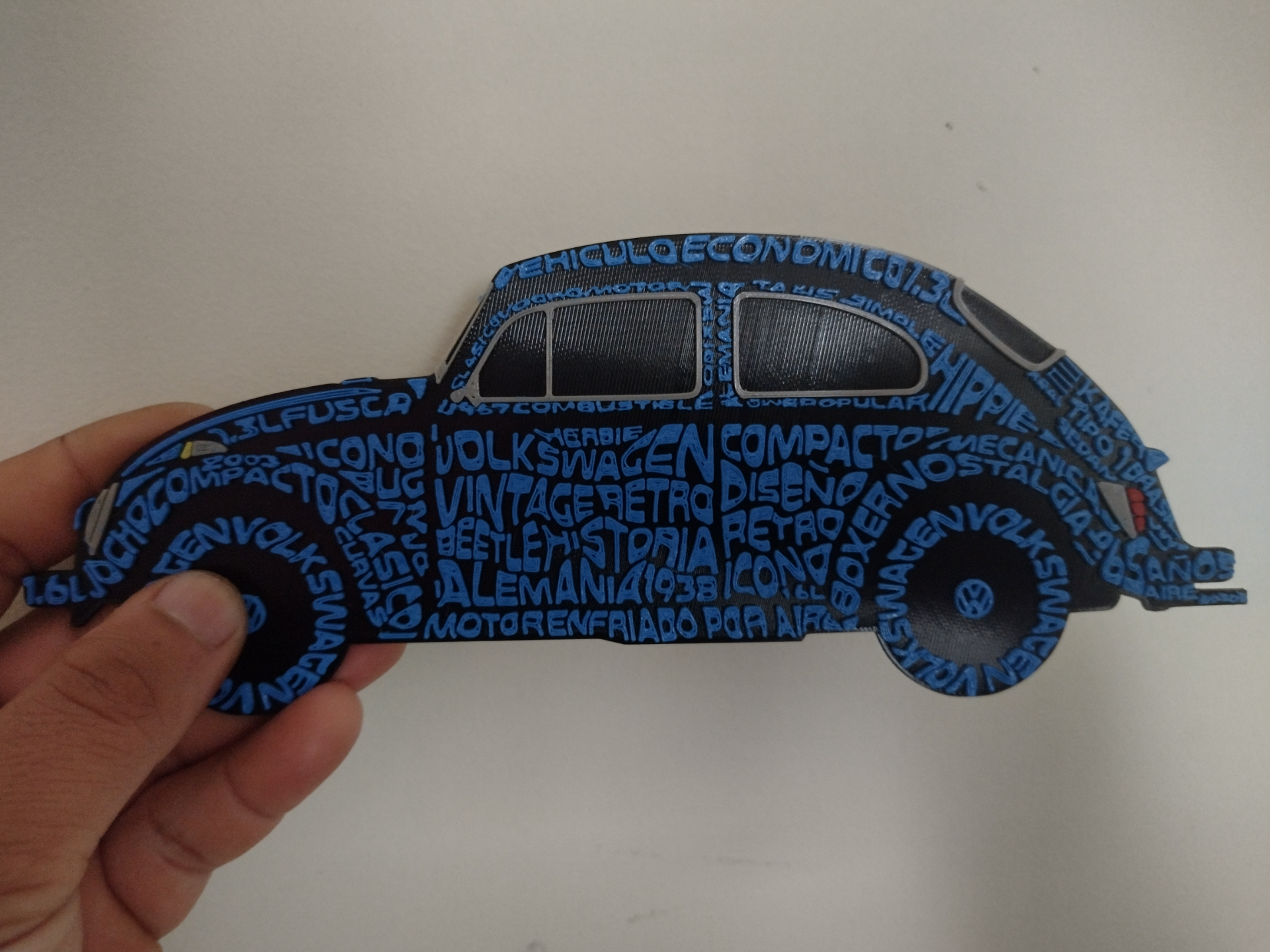 Typographic Volkswagen Beetle – 3D Wall Art