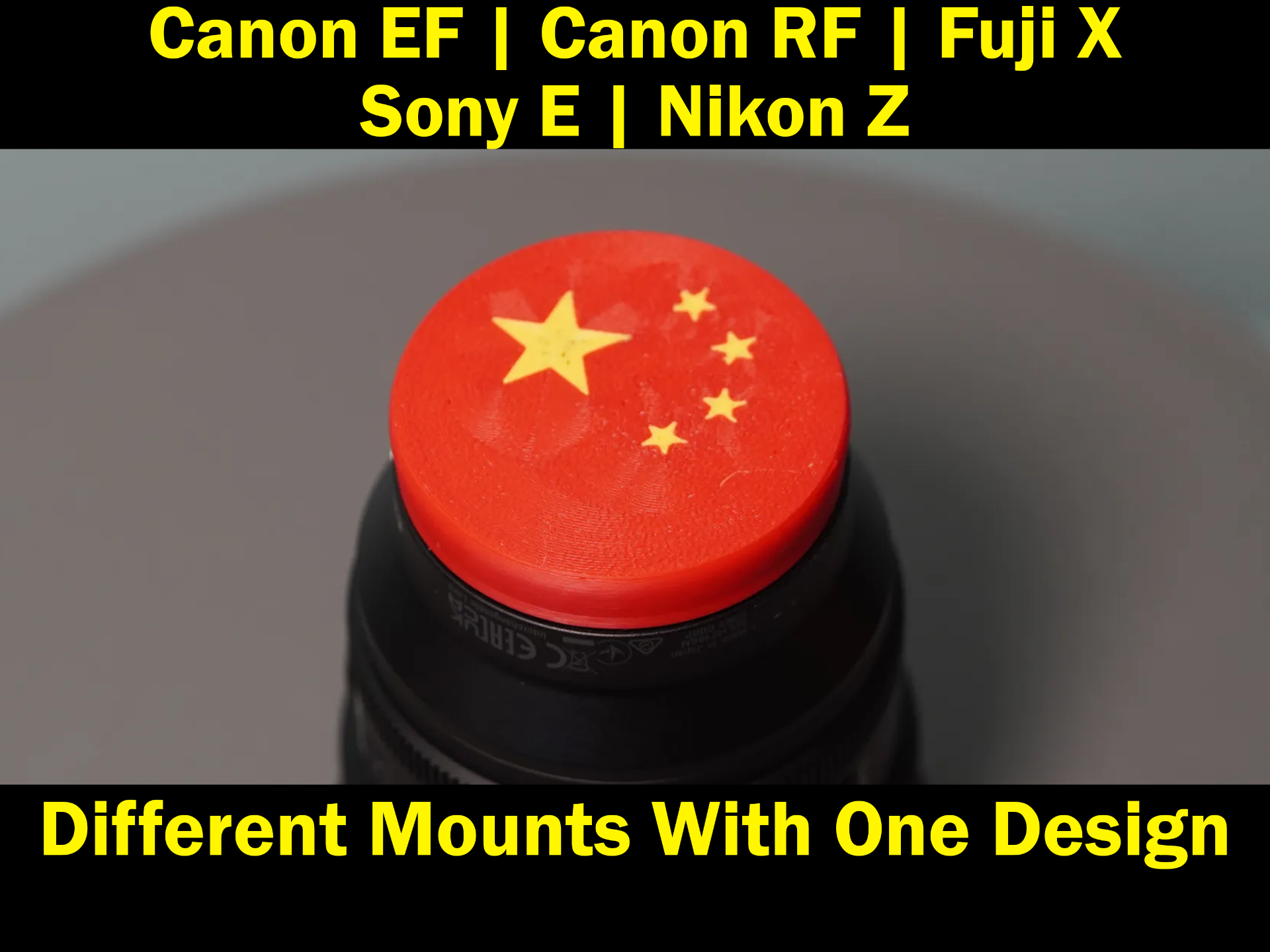 SonyE NikonZ FujiX Canon EF RF Lens Cap-China Flag