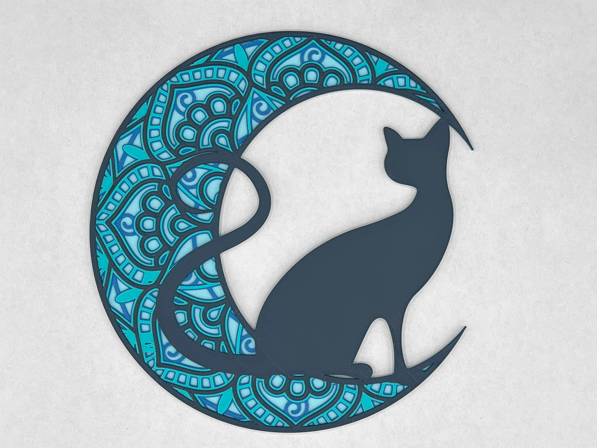 Cat & Moon Mandala Style Colorful No AMS Needed