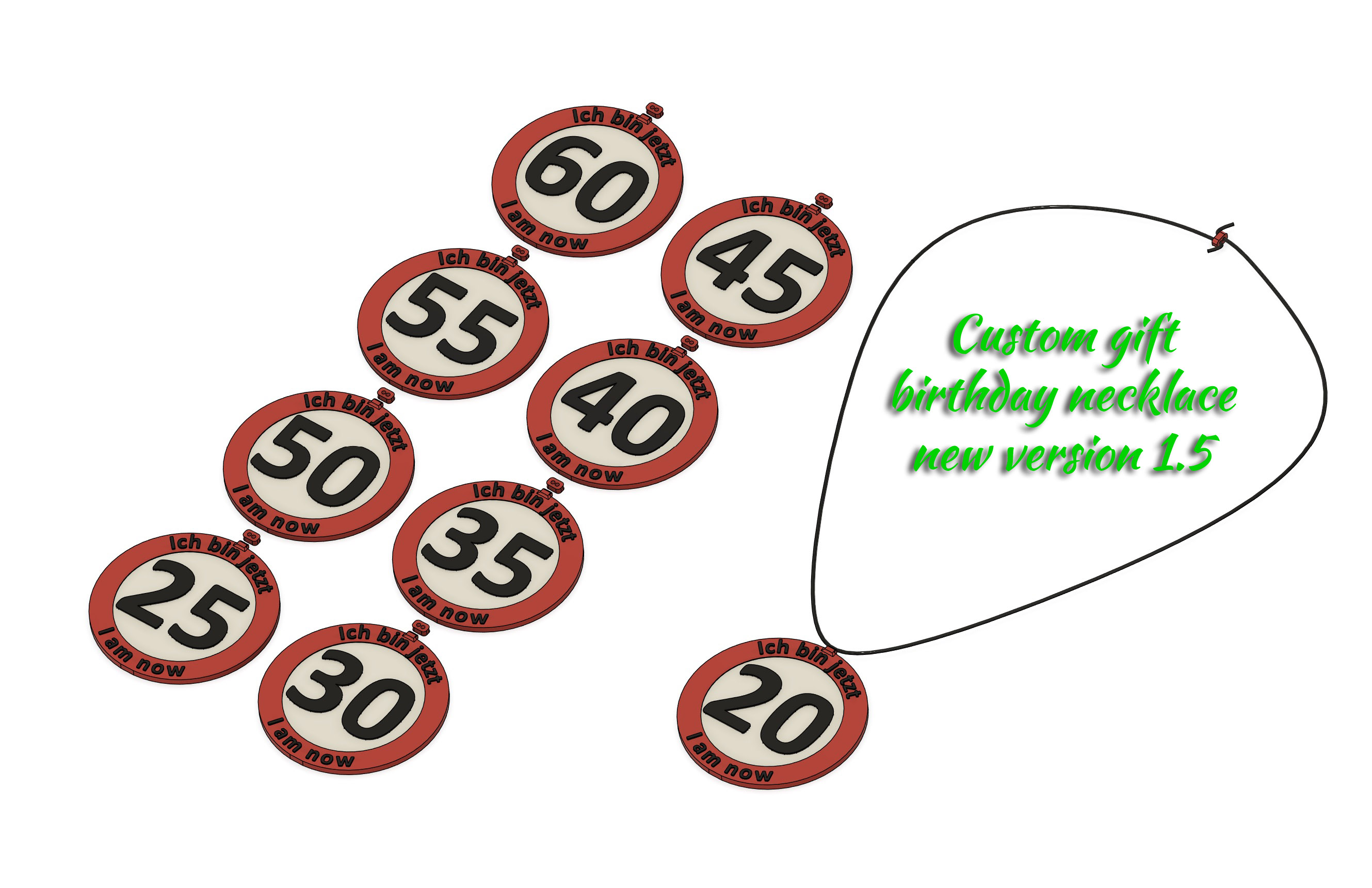 Custom gift birthday necklace/pendant age v1.5