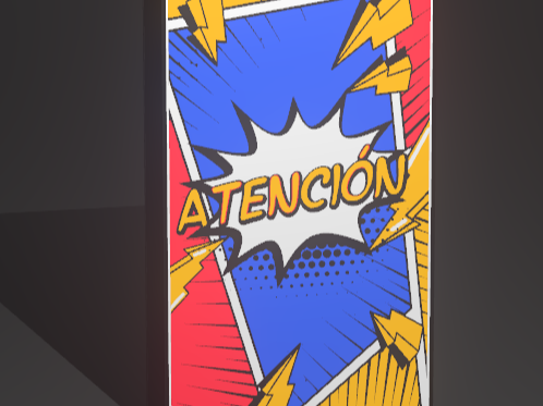 Cartel “ATENCIÓN” – Lámpara LED estilo Pop Art