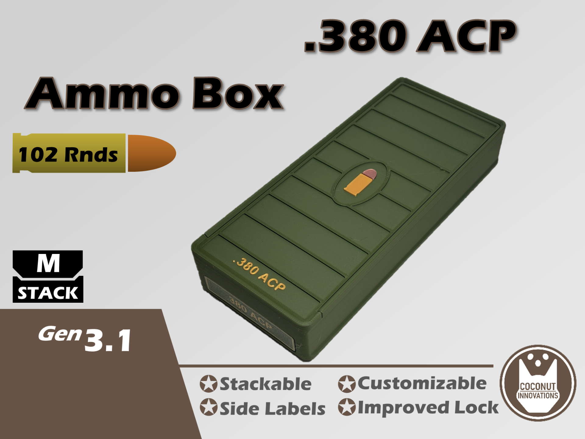 Ammo Storage Box - .380 ACP - 102 Rounds