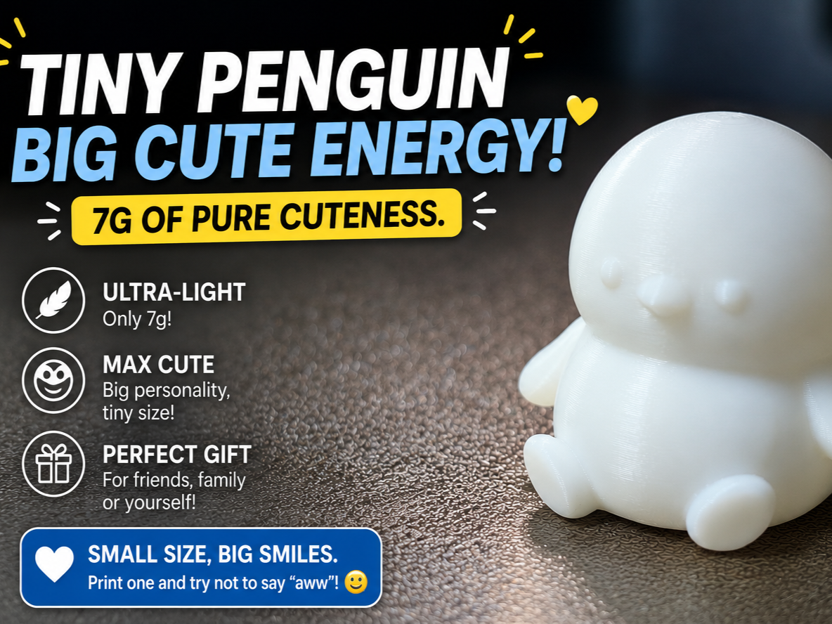 Tiny Penguin – Cute Mini Desk Buddy (7g Print)