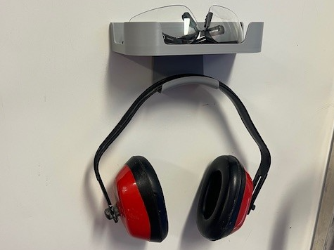 Earmugg and safety glasses holder