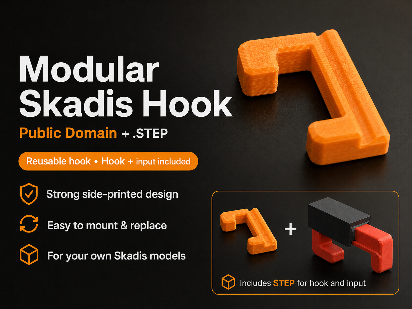 Modular Skadis Hook Model (Public Domain, .STEP)
