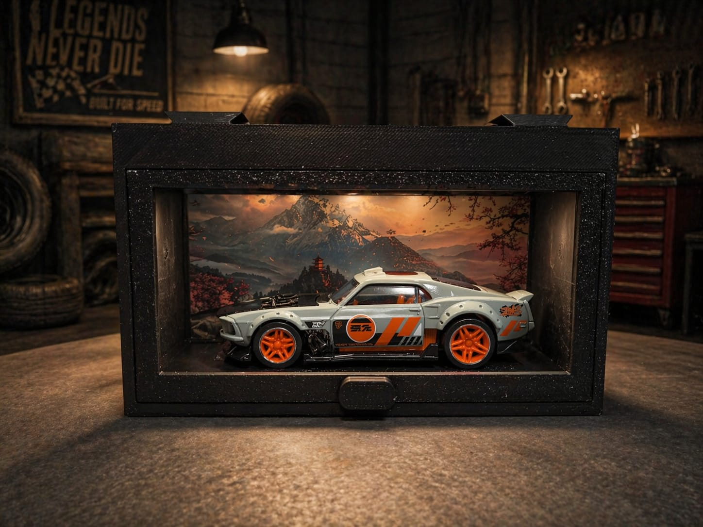 Modular display with cover for 1:43 model LED