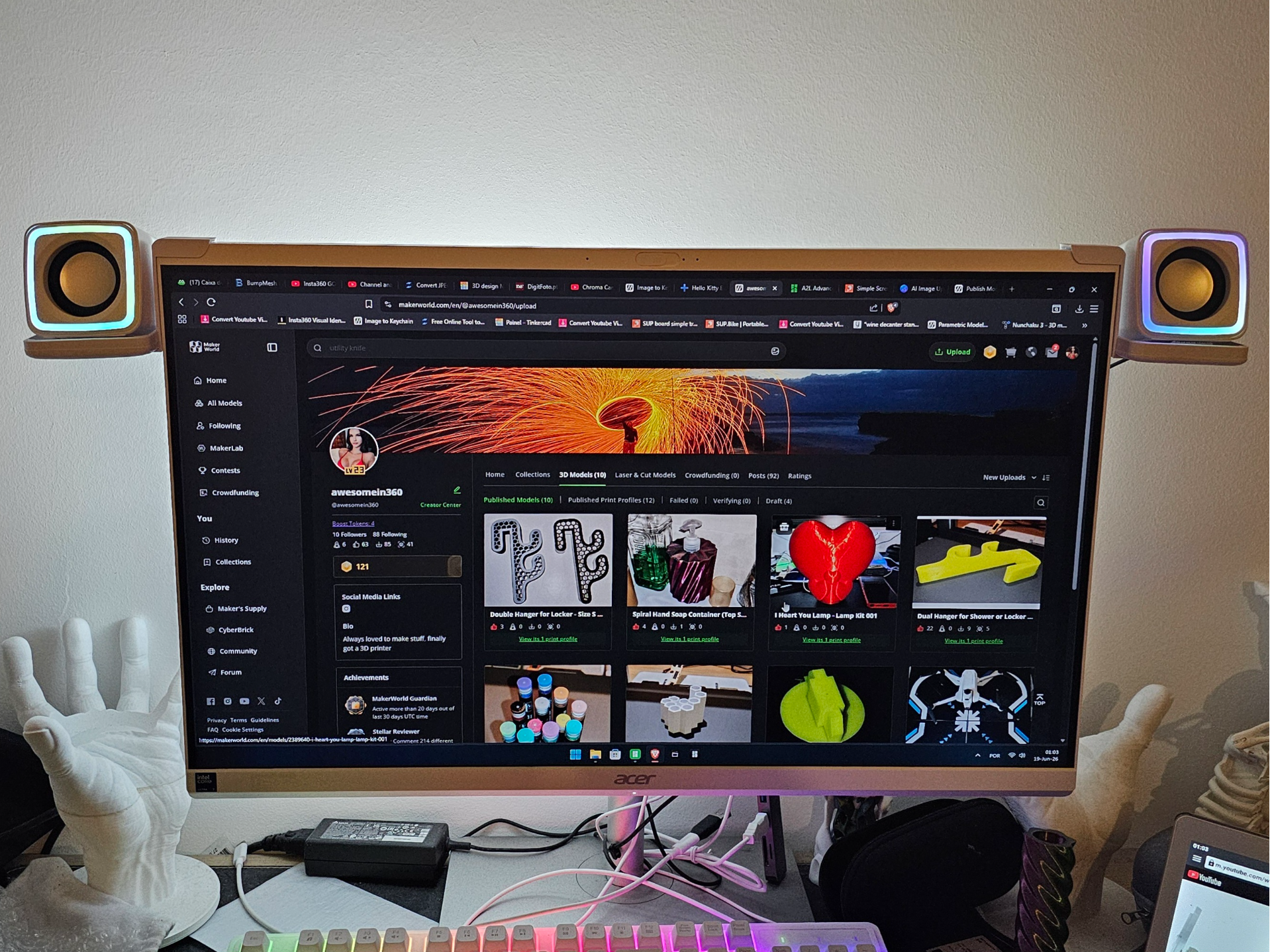 Mars Gaming Speakers - Desktop Monitor Side Mount