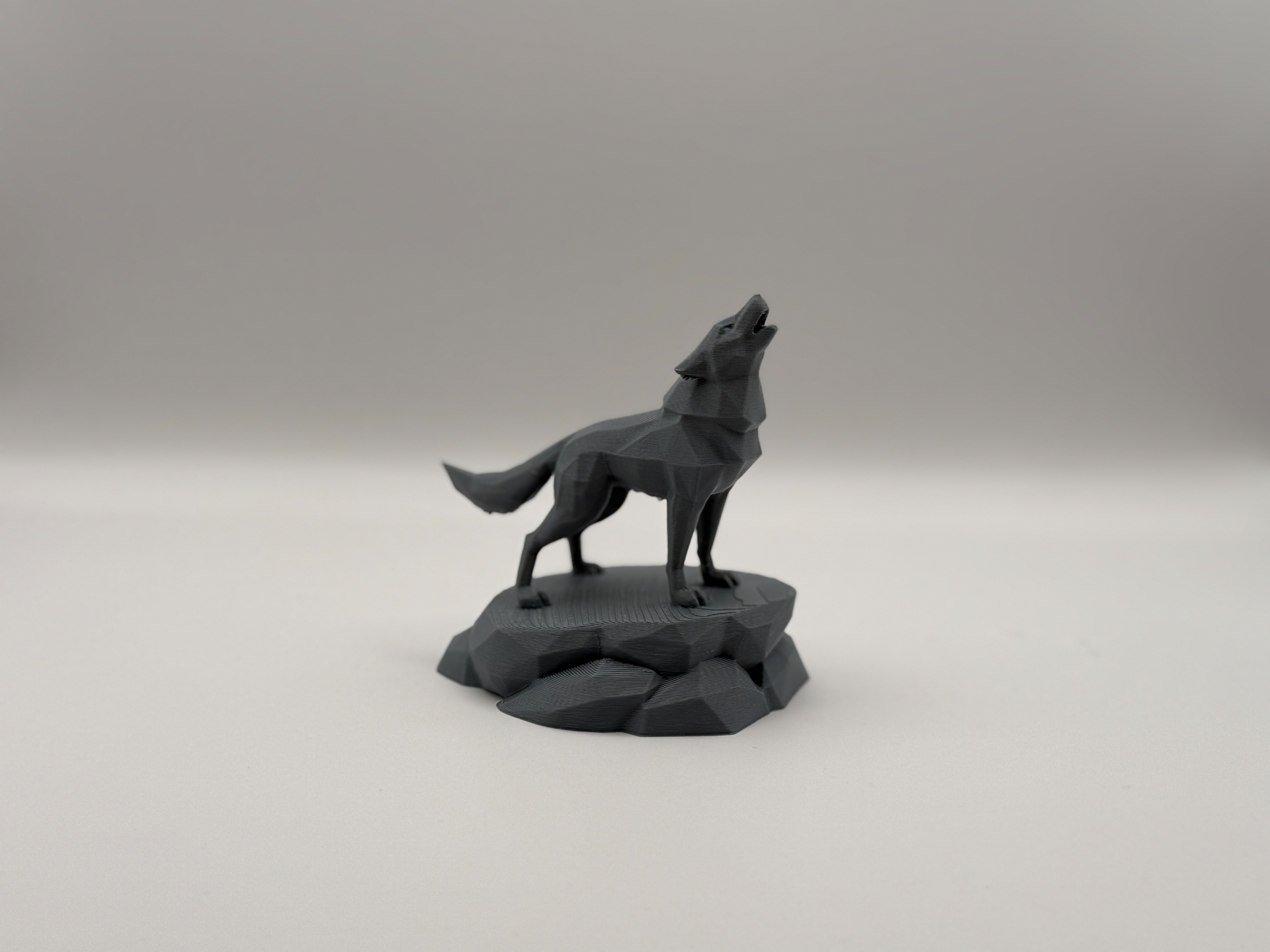 Low-Poly Howling Wolf Figurine