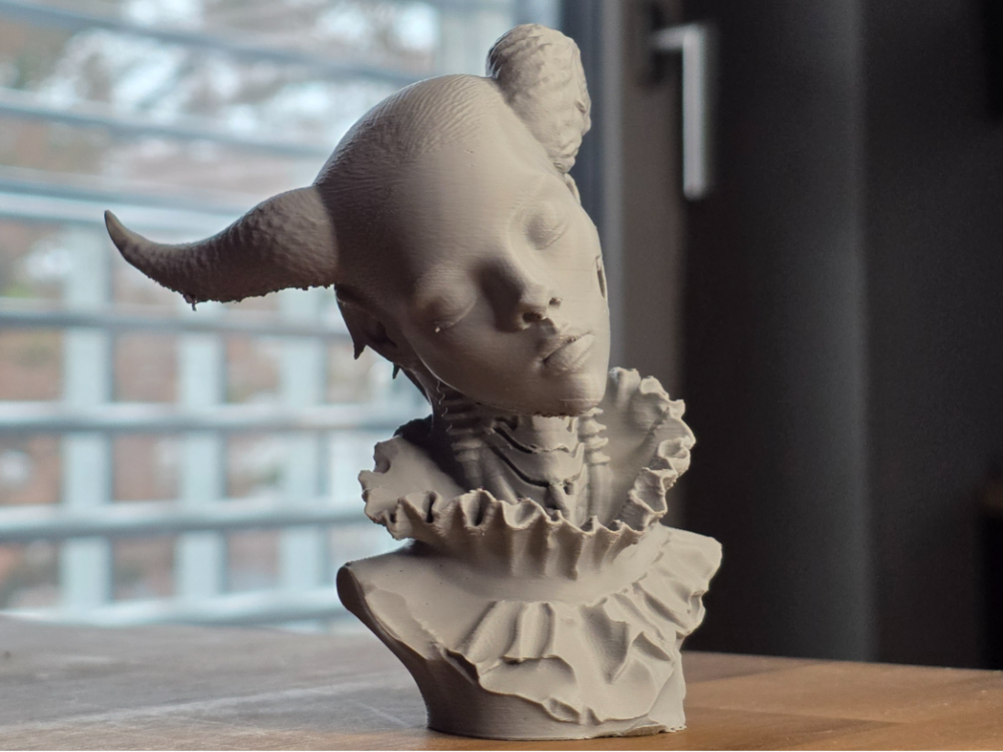 Horned Woman Bust Sculpture